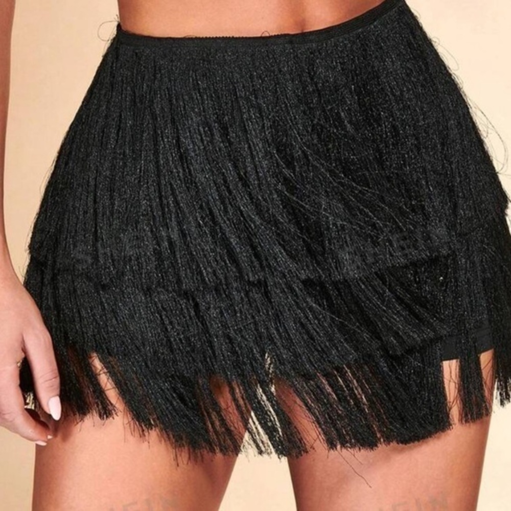 Frindge Skirt Skort in Black